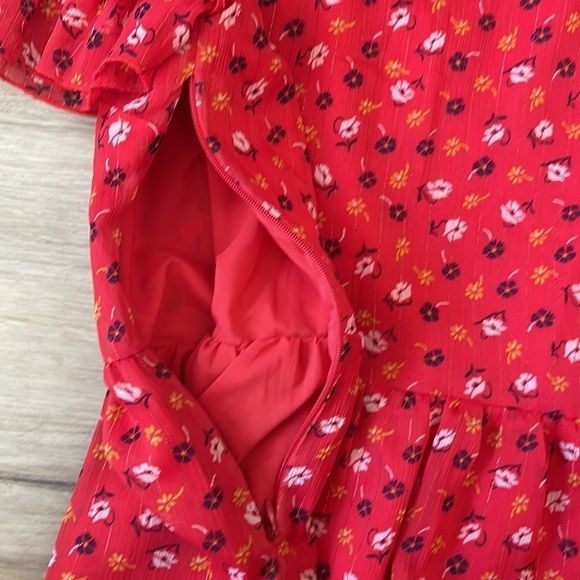 Madewell Tiered-Sleeve Peplum Top in Metallic Prairie Posies size 6 - Picture 6 of 15